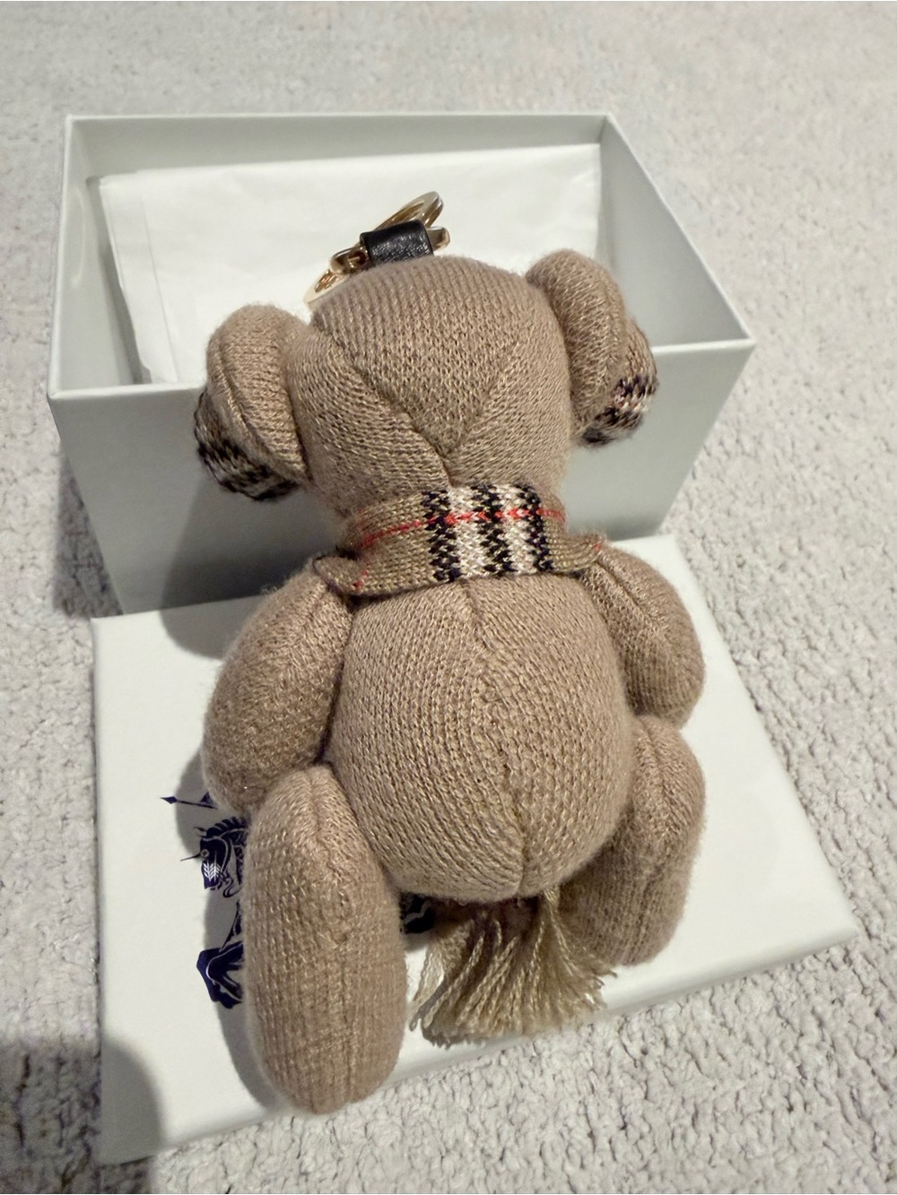 New Burberry Thomas Bear Charm Sand with scarf and earmuffs - Picture 4 of 9